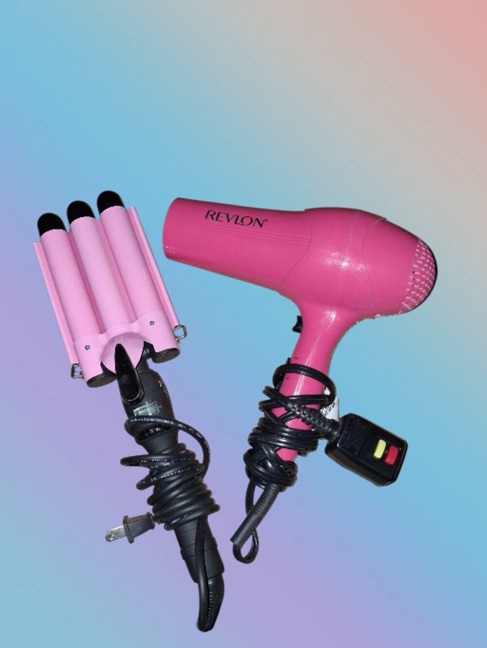 (EUC) Revlon® Shine Enhancer Hair Dryer & Alure® Three Barrel Curling Iron Wand